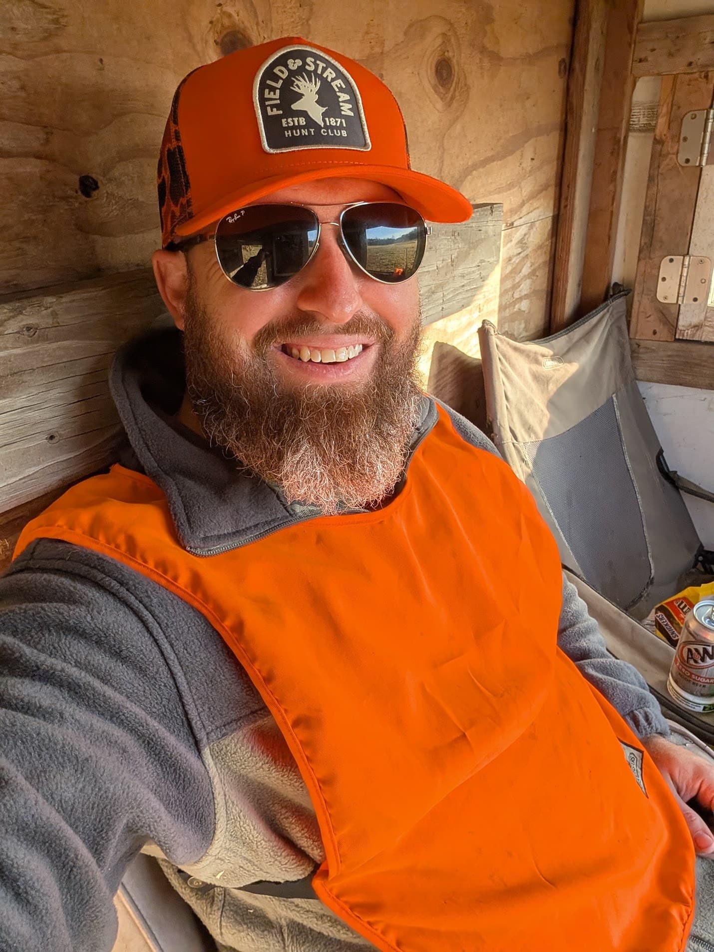 Aaron, founder and club president, in a deer blind